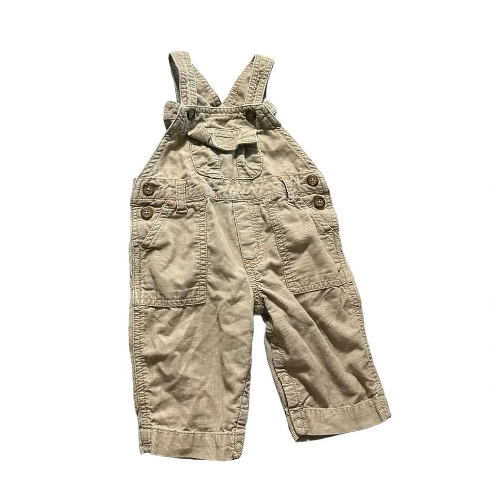 Gymboree boys 3-6 mo khaki corduroy overalls